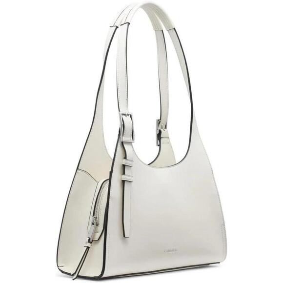NWT Calvin Klein Quill Medium Shoulder Bag Cherub White Silver Buckle $178 - Picture 4 of 5